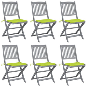 Sedie da Giardino Pieghevoli 6pz con Cuscini in Massello Acacia cod mxl 76125