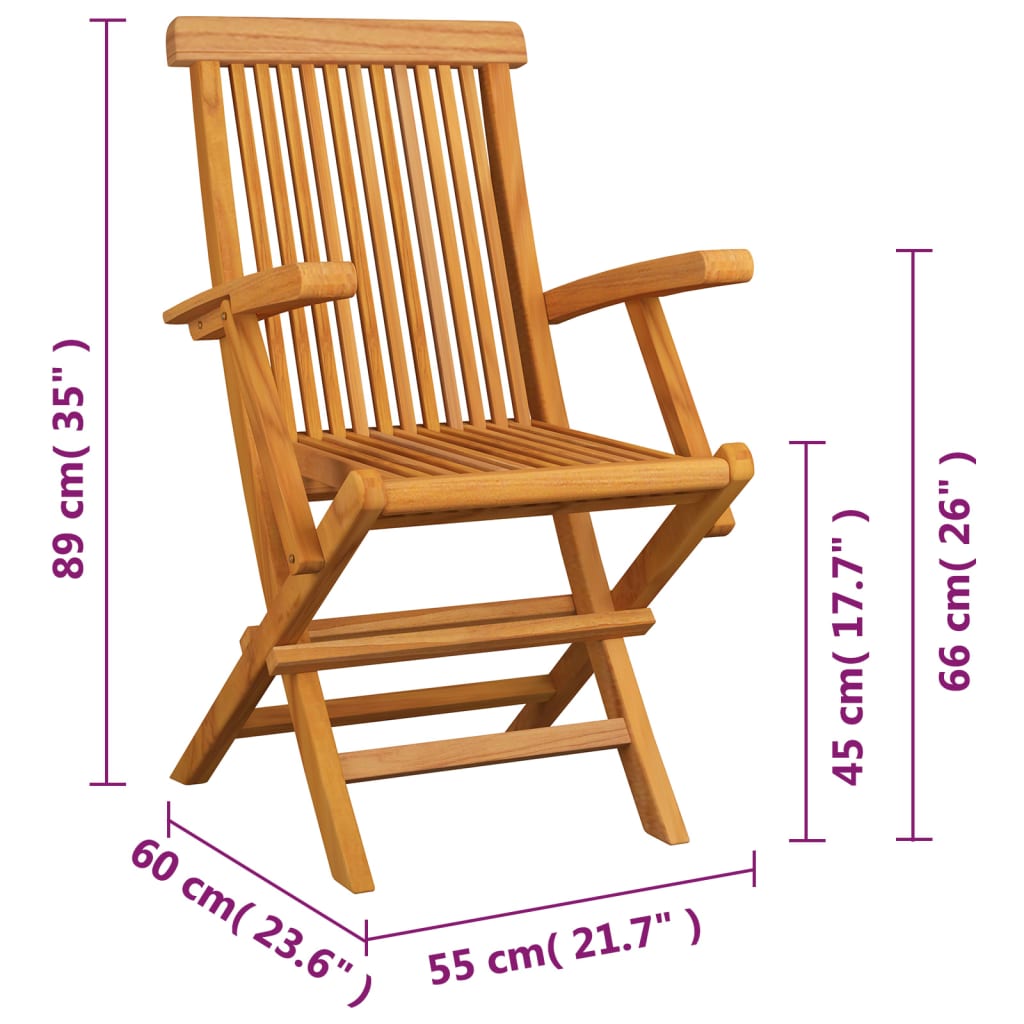 Sedie da Giardino Pieghevoli 4 pz in Legno Massello di Teak 3065528