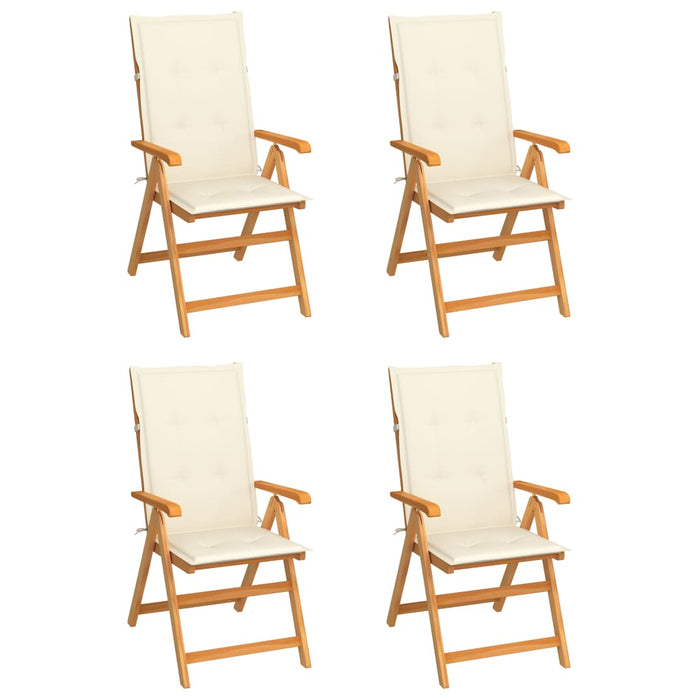 Sedie da Giardino 4 pz con Cuscini Crema Massello di Teak cod mxl 11603