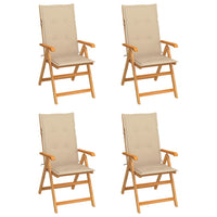 Sedie da Giardino 4 pz con Cuscini Beige Massello di Teak cod mxl 7231