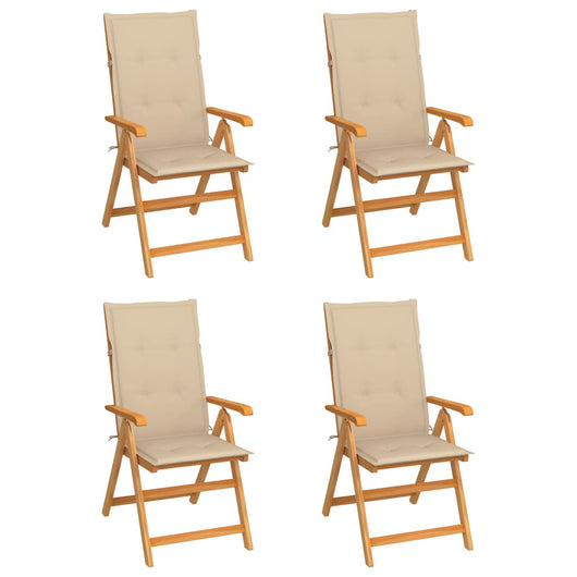Sedie da Giardino 4 pz con Cuscini Beige Massello di Teak cod mxl 7231
