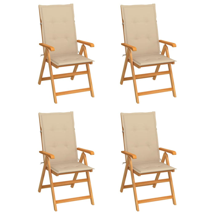 Sedie da Giardino 4 pz con Cuscini Beige Massello di Teak cod mxl 7231