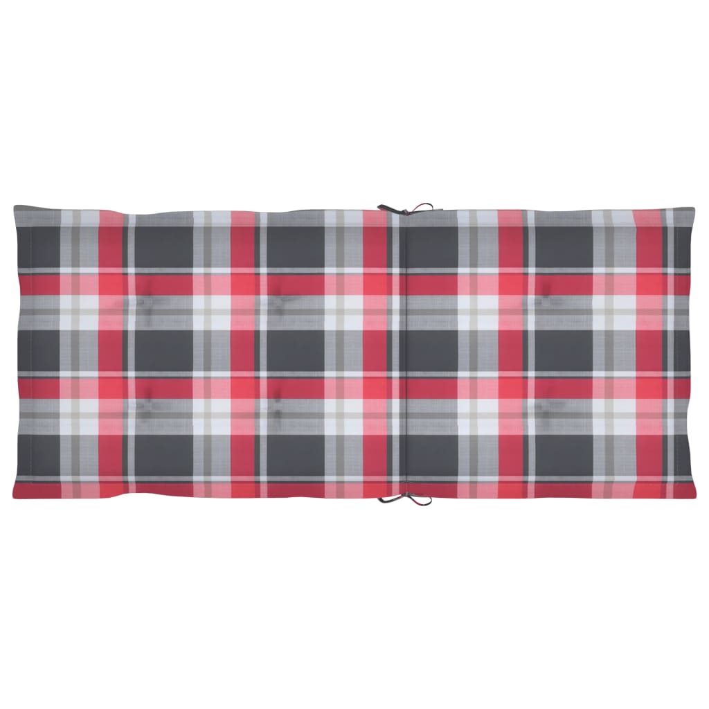 Sedie Giardino 4 pz con Cuscini Rossi a Quadri Massello di Teak 3065543