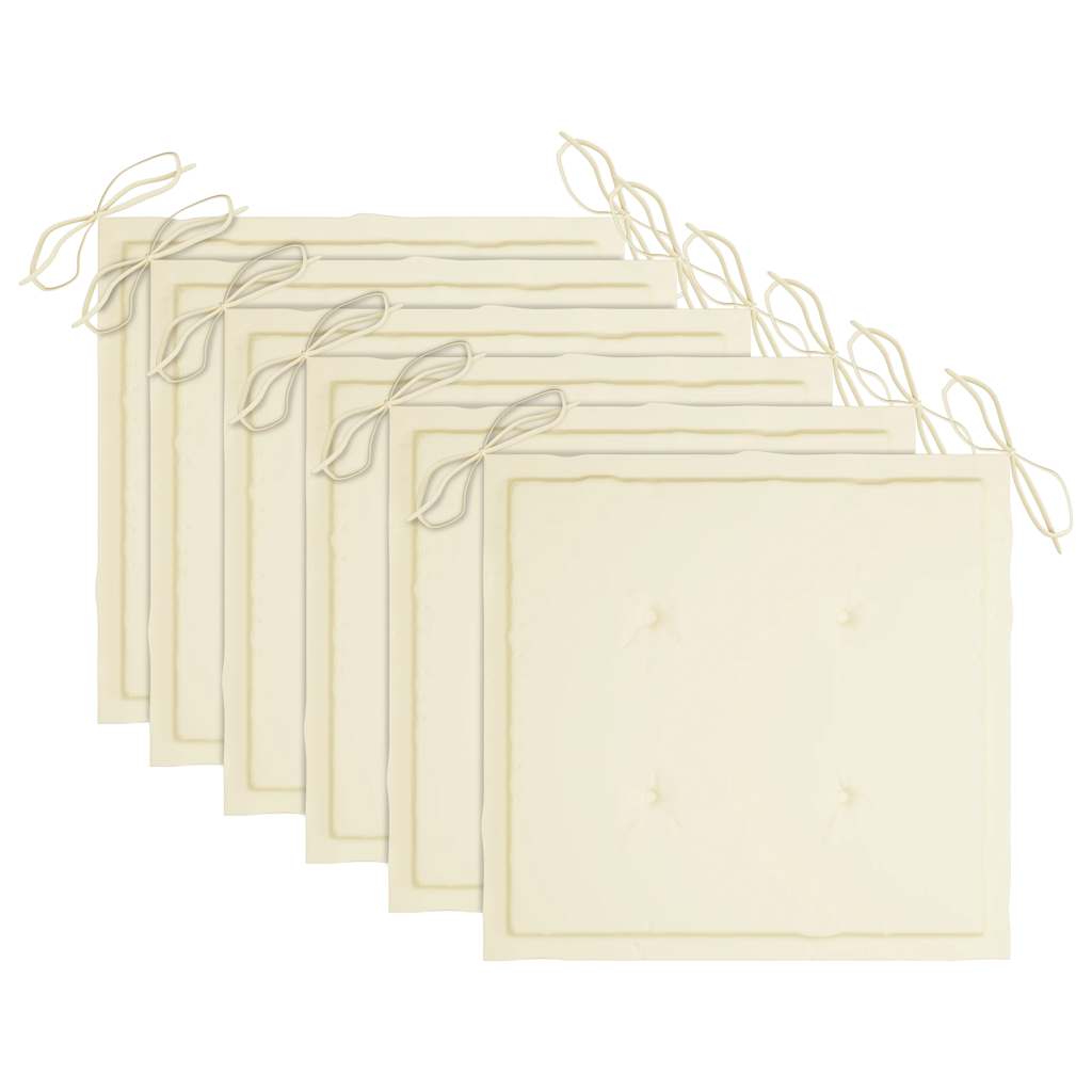 Sedie da Giardino con Cuscini Crema 6 pz in Massello di Teak 3065592