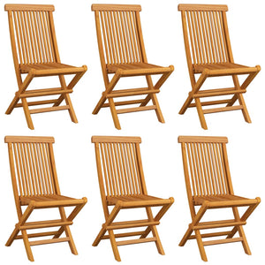 Sedie da Giardino con Cuscini Verdi 6 pz in Massello di Teak 3065610