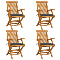 Sedie da Giardino con Cuscini Antracite 4 pz Massello di Teak cod mxl 7245