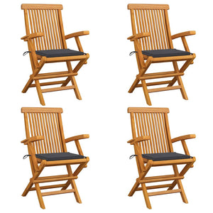 Sedie da Giardino con Cuscini Antracite 4 pz Massello di Teak cod mxl 7245