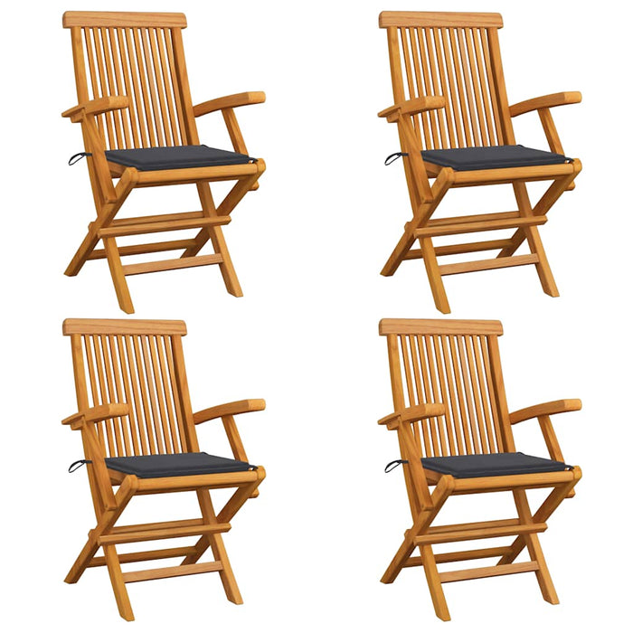 Sedie da Giardino con Cuscini Antracite 4 pz Massello di Teak cod mxl 7245