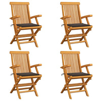 Sedie da Giardino e Cuscini Grigio Talpa 4 pz Massello di Teak cod mxl 7246