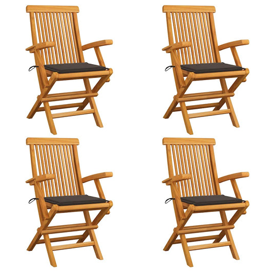 Sedie da Giardino e Cuscini Grigio Talpa 4 pz Massello di Teak cod mxl 7246