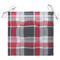 Sedie da Giardino Cuscini Motivo Quadri Rosso 4pz Massello Teak