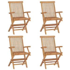 Sedie da Giardino con Cuscini Grigi 4 pz Massello di Teak cod mxl 48208
