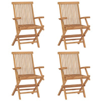 Sedie da Giardino con Cuscini Grigi 4 pz Legno Massello di Teak 3065633