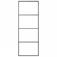 Porta Scorrevole in Alluminio e Vetro ESG 76x205 cm Nera 149479