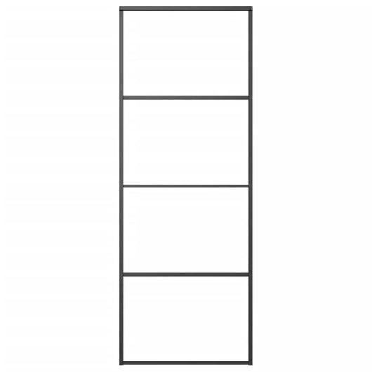 Porta Scorrevole in Alluminio e Vetro ESG 76x205 cm Nera 149479