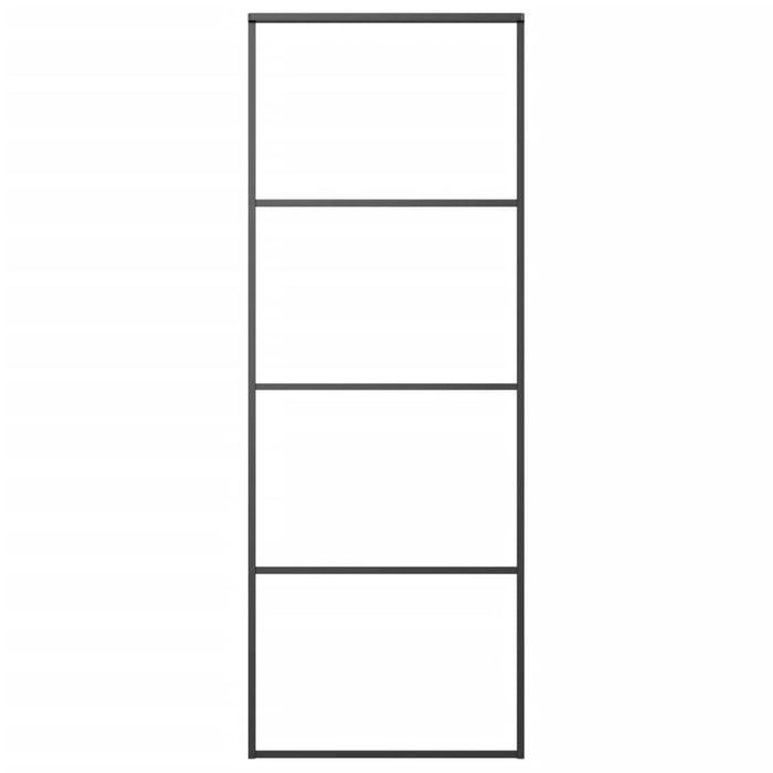 Porta Scorrevole in Alluminio e Vetro ESG 76x205 cm Nera 149479