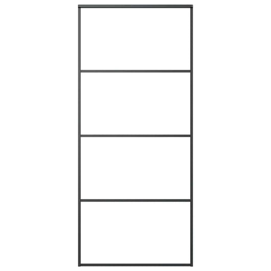 Porta Scorrevole in Vetro ESG e Alluminio 90x205 cm Nera 149480