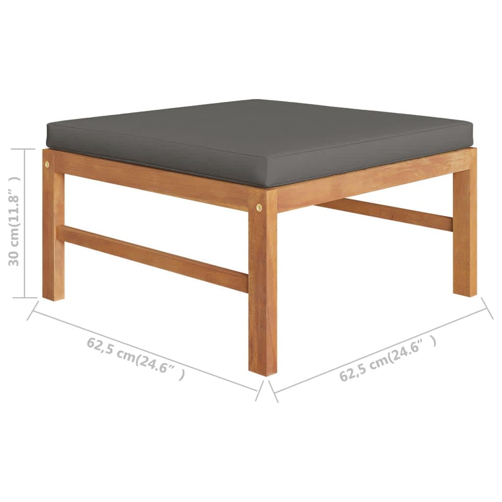 Poggiapiedi con Cuscino Grigio Scuro in Legno Massello di Teak 316113