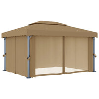 Gazebo con Tende 4x3 cm Grigio Talpa in Alluminio 3067050
