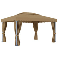 Gazebo con Tende 4x3 cm Grigio Talpa in Alluminio 3067050