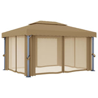 Gazebo con Tende 4x3 cm Grigio Talpa in Alluminio 3067050