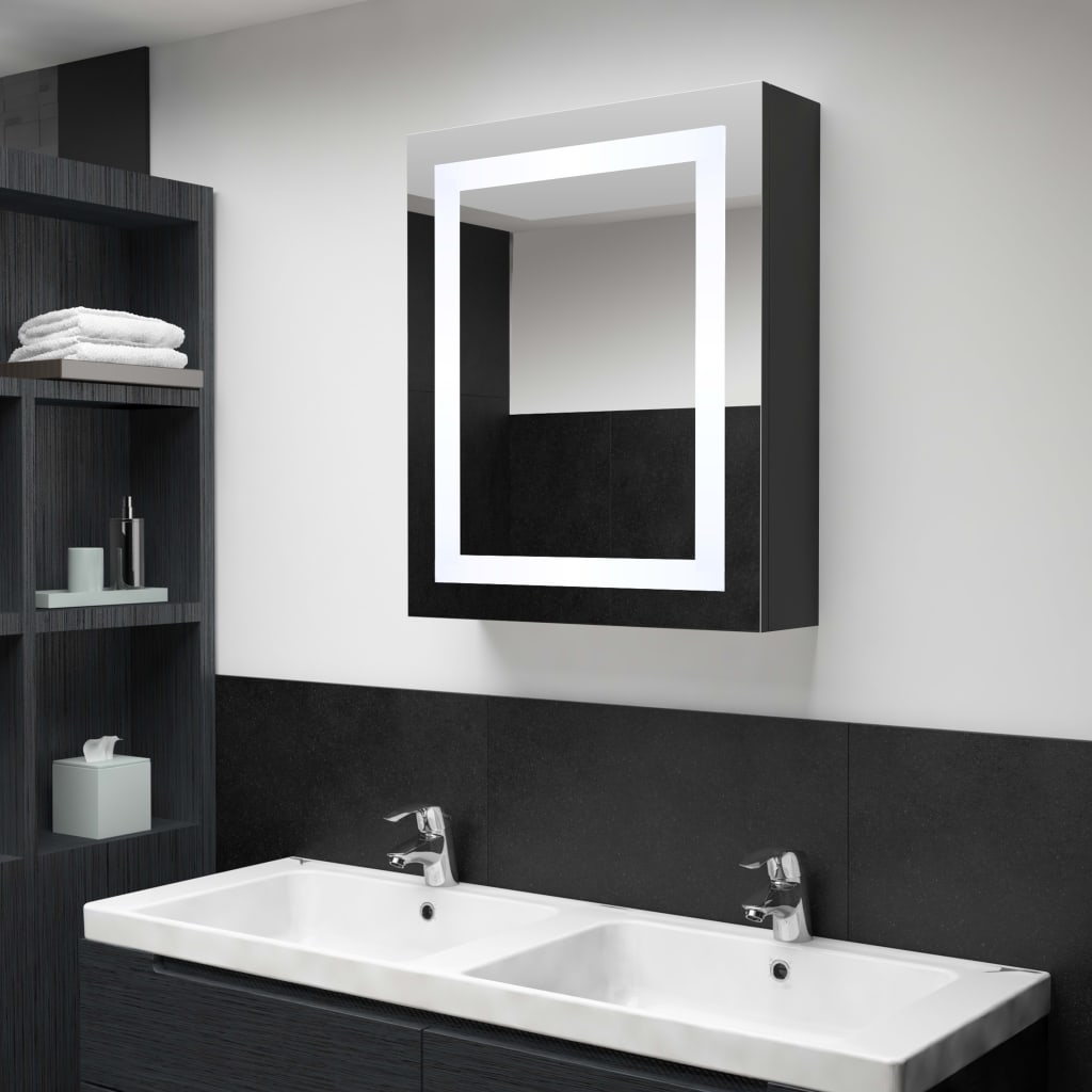 Armadietto Bagno con Specchio e LED 50x13x70 cm cod mxl 78698