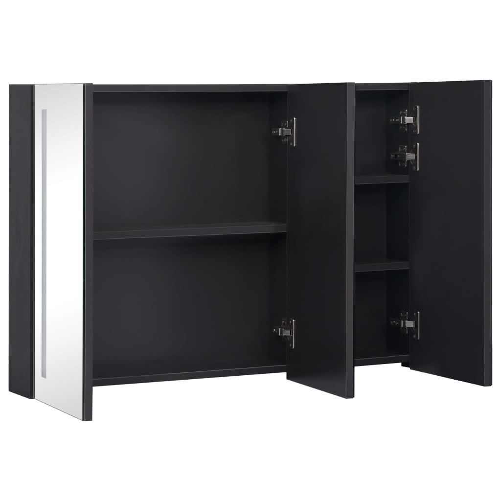 Mobile da bagno a specchio LED 89 x 14 x 62 cm nero 02_0006572