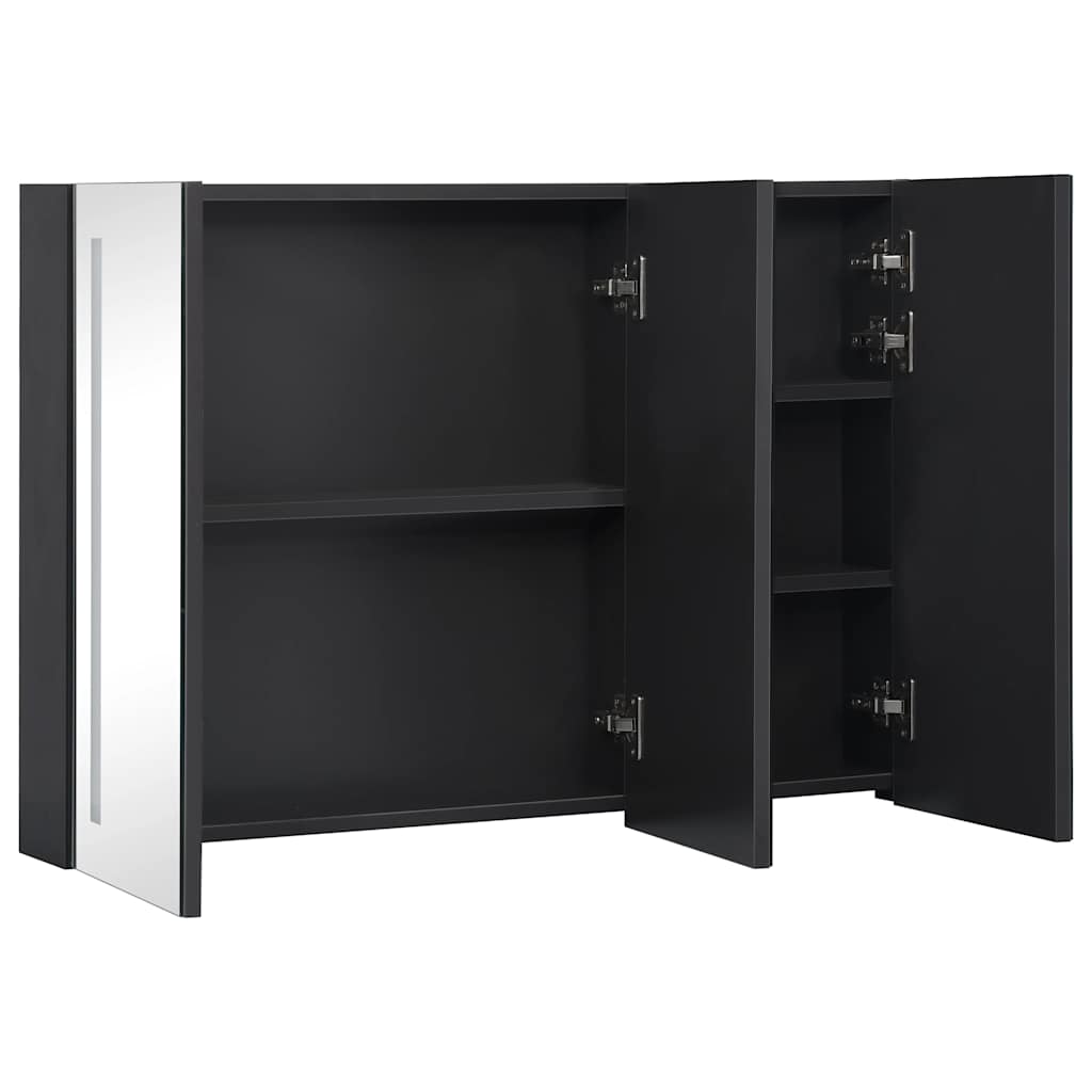 Armadietto Bagno con Specchio e LED-Mobile bagno con specchio 89x14x62 cm