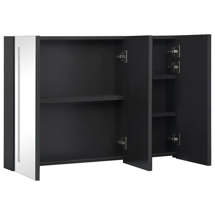 Armadietto Bagno con Specchio e LED-Mobile bagno con specchio 89x14x62 cm