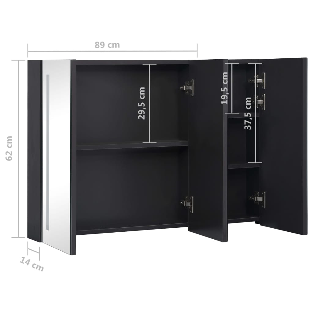 Mobile da bagno a specchio LED 89 x 14 x 62 cm nero 02_0006572