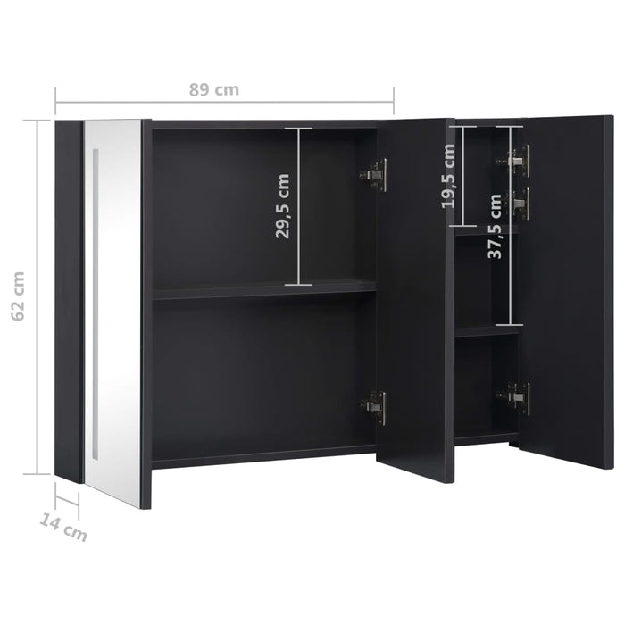 Mobile da bagno a specchio LED 89 x 14 x 62 cm nero 02_0006572