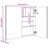 Armadietto Bagno con Specchio e LED 80x12,2x68 cm 325545
