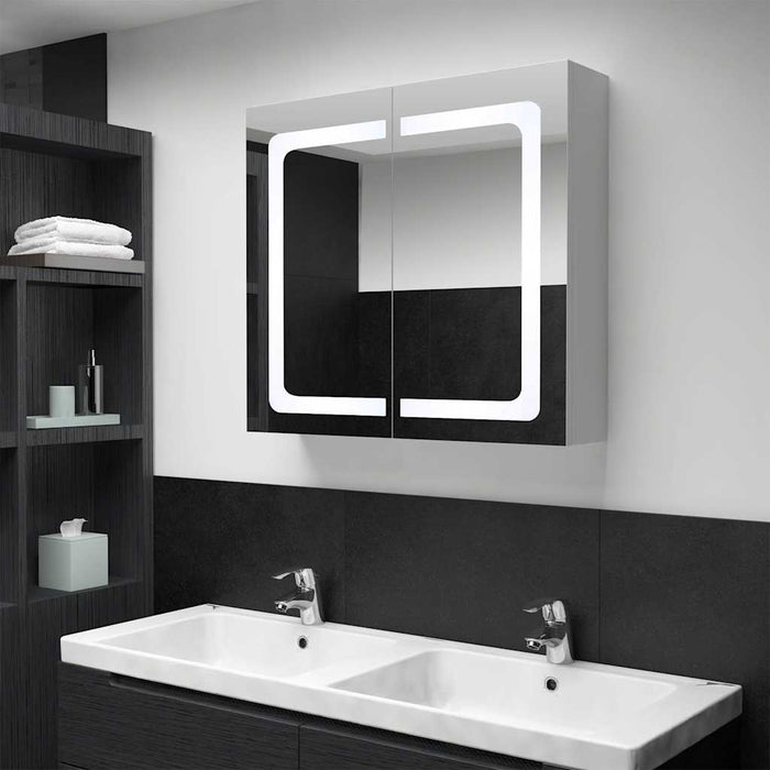 Armadietto Bagno con Specchio e LED 80x12,2x68 cmcod mxl 97025