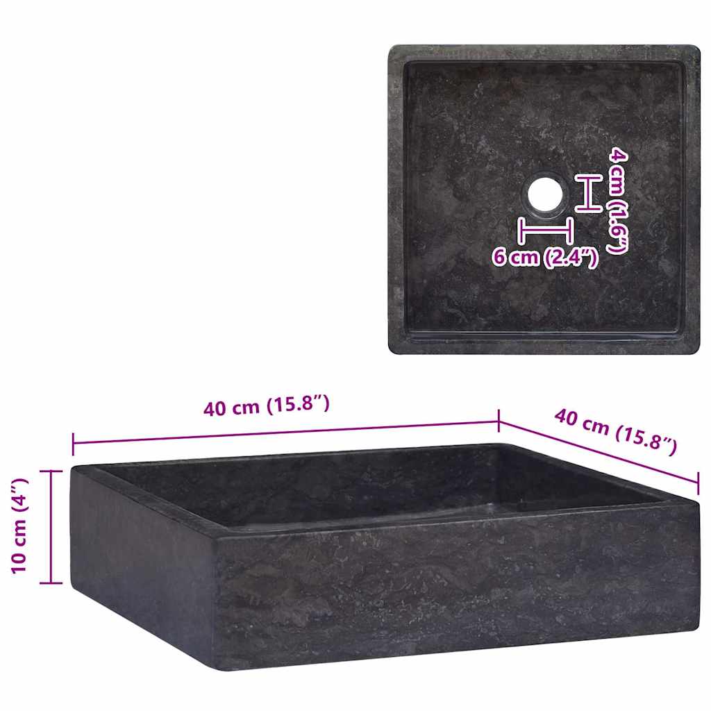 Lavandino Nero 40x40x10 cm in Marmo 149169
