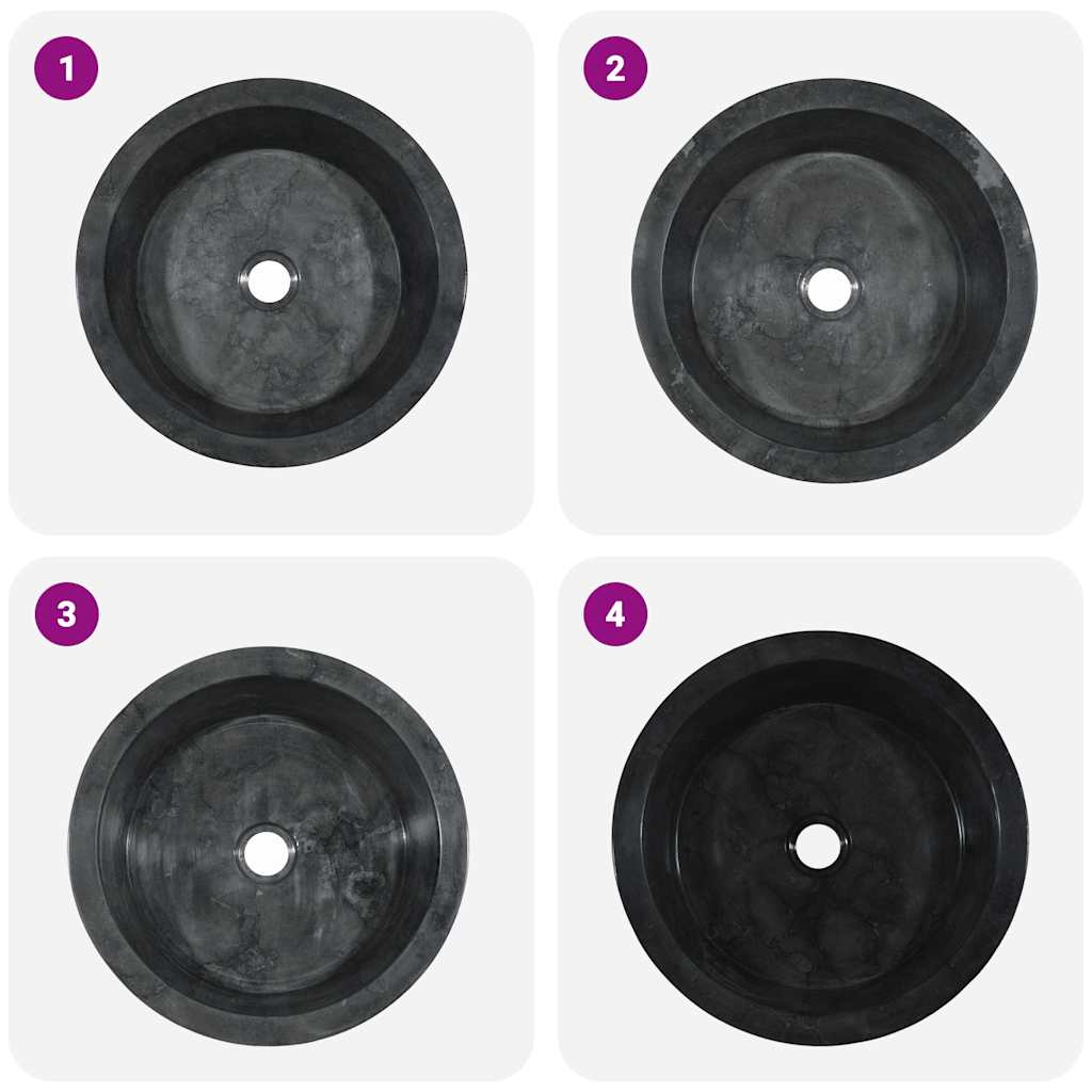 Lavandino Nero Ø40x15 cm in Marmo 149178