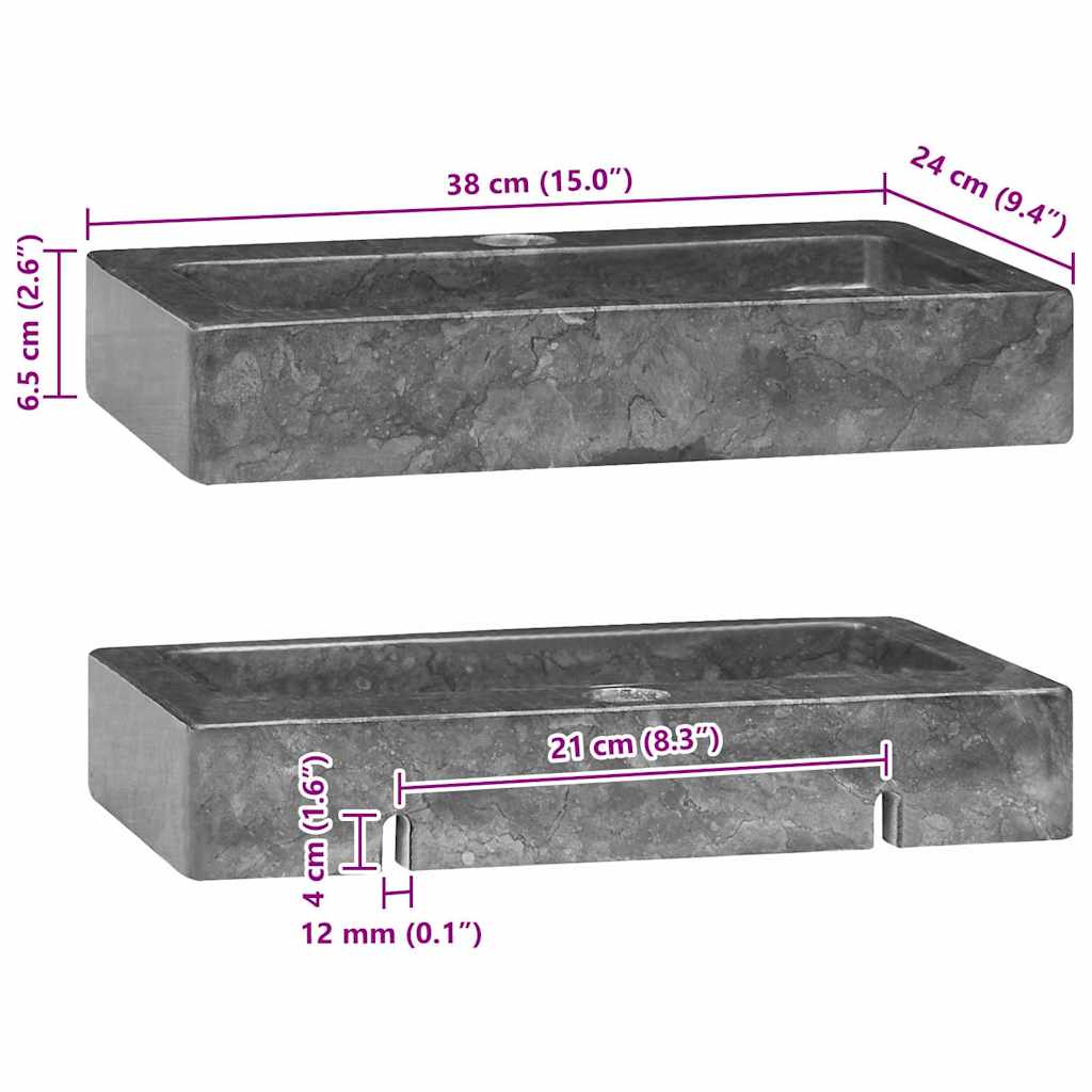 Lavandino Grigio 38x24x6,5 cm in Marmo