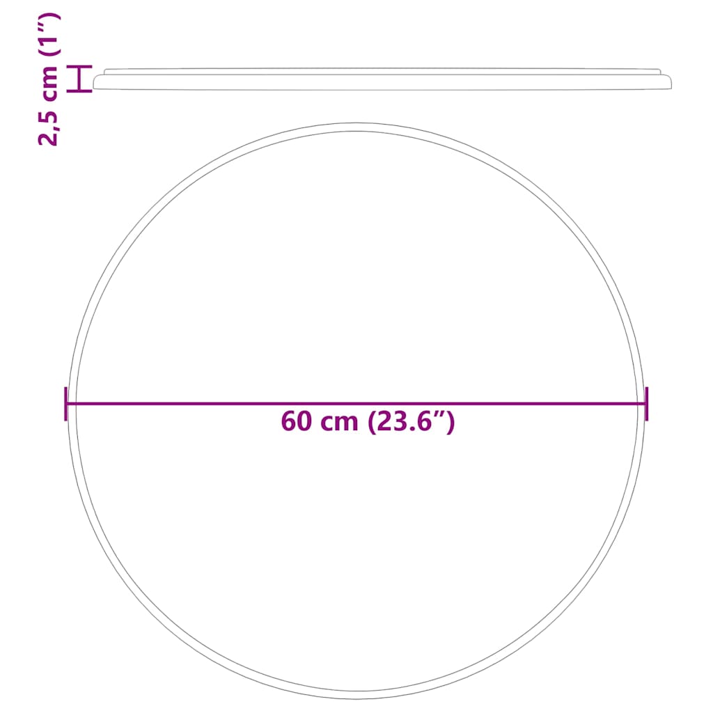 Piano per Tavolo Nero Ø60x2,5 cm in Marmo 149196