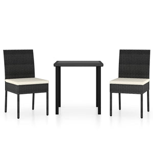 Set da Pranzo da Giardino 3 pz in Polyrattan Nero 3065693