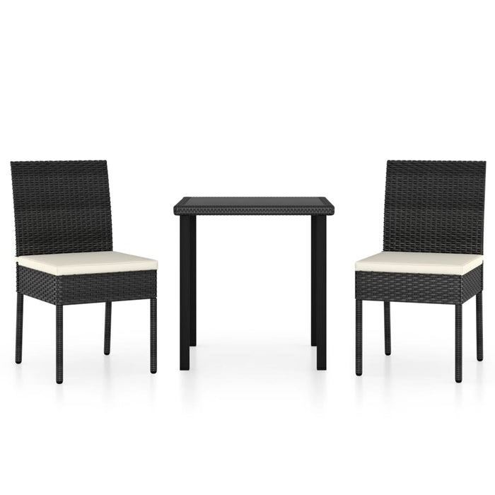 Set da Pranzo da Giardino 3 pz in Polyrattan Nero 3065693