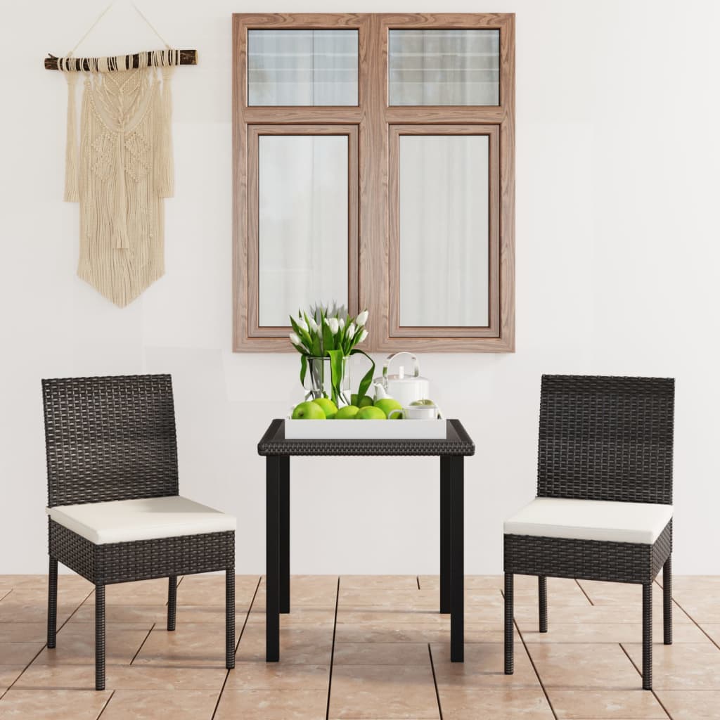 Set da Pranzo da Giardino 3 pz in Polyrattan Nero 3065693