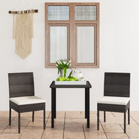 Set da Pranzo da Giardino 3 pz in Polyrattan Nero 3065693