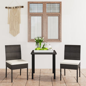 Set da Pranzo da Giardino 3 pz in Polyrattan Nero 3065693