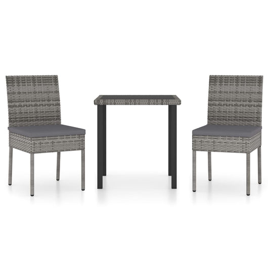 Set da Pranzo da Giardino 3 pz in Polyrattan Grigio 3065699