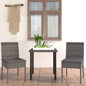 Set da Pranzo da Giardino 3 pz in Polyrattan Grigio 3065699