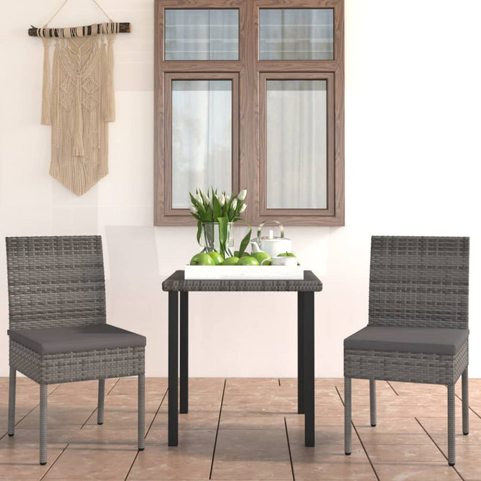 Set da Pranzo da Giardino 3 pz in Polyrattan Grigio 3065699