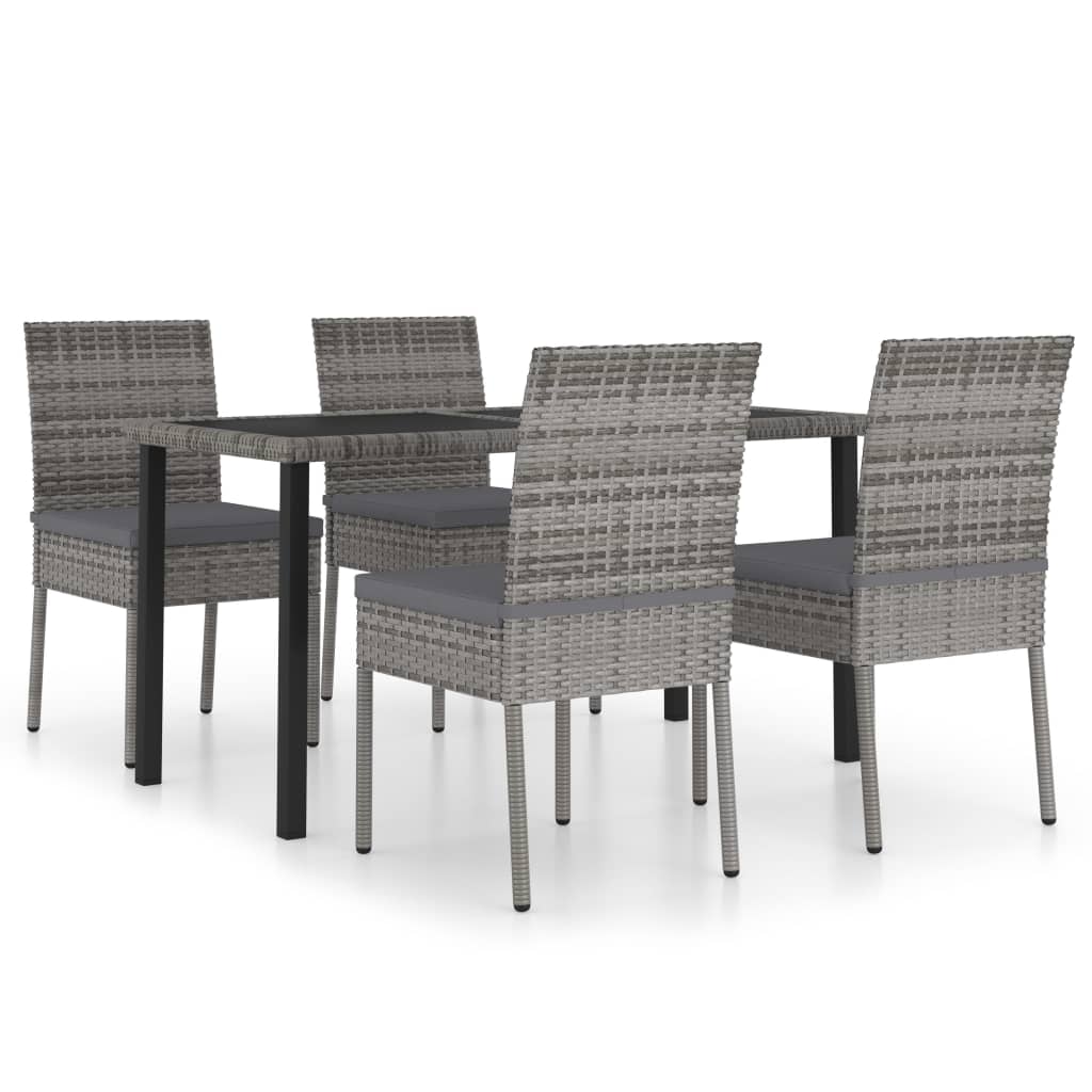 Set da Pranzo da Giardino 5 pz in Polyrattan Grigio 3065701