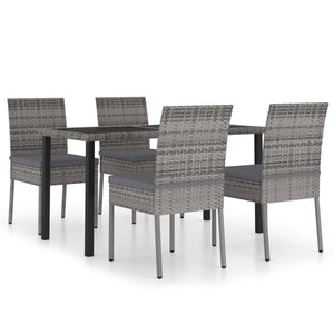 Set da Pranzo da Giardino 5 pz in Polyrattan Grigio 3065701