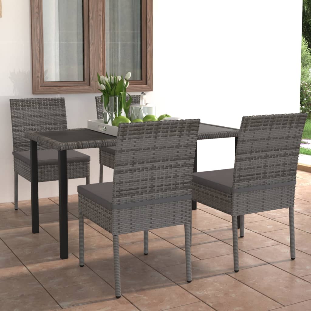 Set da Pranzo da Giardino 5 pz in Polyrattan Grigio 3065701