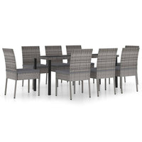 Set da Pranzo da Giardino 9 pz in Polyrattan Grigio 3065704