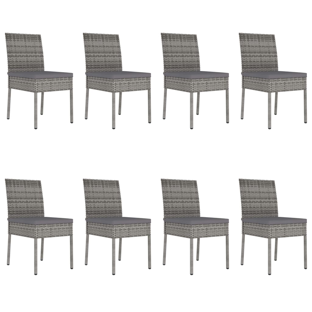 Set da Pranzo da Giardino 9 pz in Polyrattan Grigio cod mxl 36150